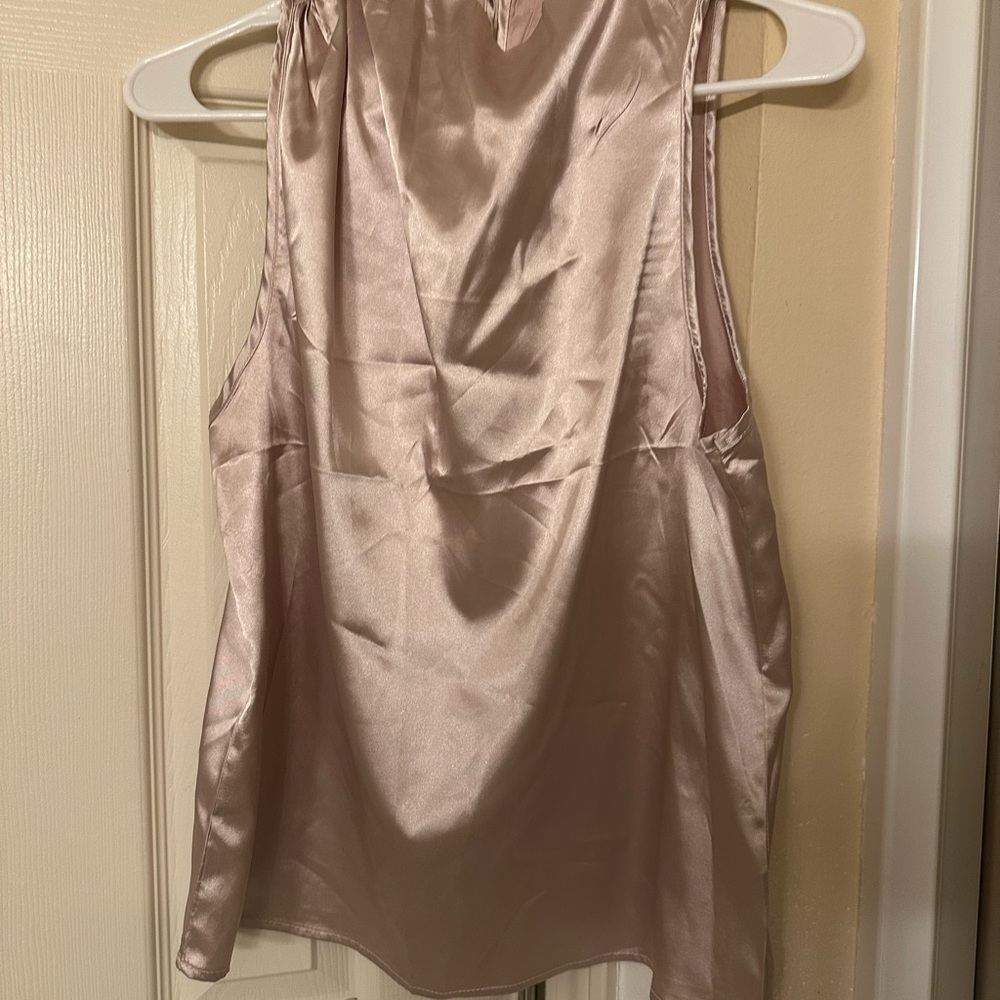 Satin Sleeveless Blouse in Blush Pink